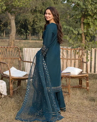 JADE-3PC LAWN EMBROIDERED SHIRT WITH ORGANZA EMBROIDERED DUPATTA AND TROUSER -BIC-4781 Asasay Fakhir