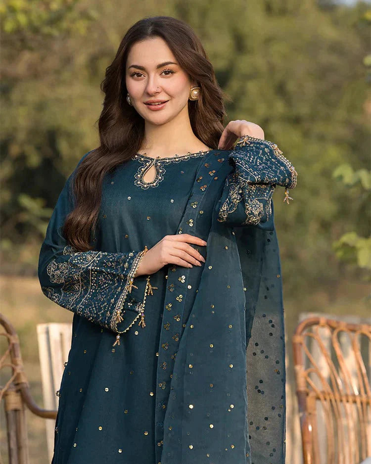 JADE-3PC LAWN EMBROIDERED SHIRT WITH ORGANZA EMBROIDERED DUPATTA AND TROUSER -BIC-4781 Asasay Fakhir
