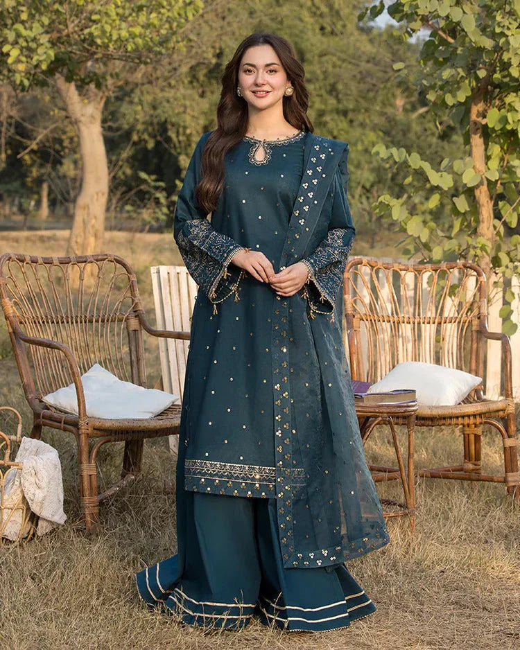 JADE-3PC LAWN EMBROIDERED SHIRT WITH ORGANZA EMBROIDERED DUPATTA AND TROUSER -BIC-4781 Asasay Fakhir