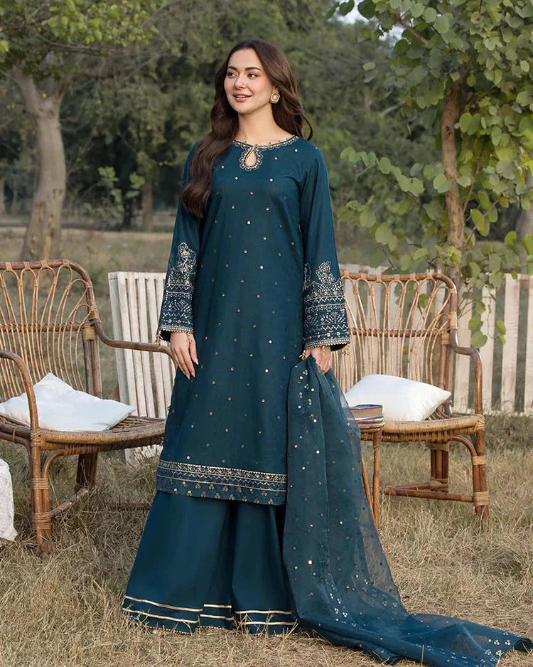 JADE-3PC LAWN EMBROIDERED SHIRT WITH ORGANZA EMBROIDERED DUPATTA AND TROUSER -BIC-4781 Asasay Fakhir