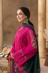 JADE-3PC LAWN CHIKANKARI EMBROIDERED SHIRT WITH CHIFFON PRINTED DUPATTA AND TROUSER -BIC-4507 Asasay Fakhir