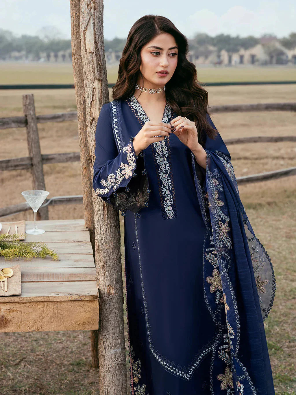 IZEL-3PC LAWN EMBROIDERED SHIRT WITH KHADDI NET EMBROIDERED DUPATTA AND TROUSER-BIC-4817 Asasay Fakhir
