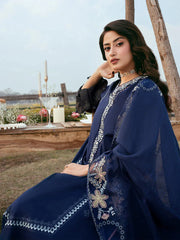 IZEL-3PC LAWN EMBROIDERED SHIRT WITH KHADDI NET EMBROIDERED DUPATTA AND TROUSER-BIC-4817 Asasay Fakhir