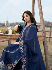 IZEL-3PC LAWN EMBROIDERED SHIRT WITH KHADDI NET EMBROIDERED DUPATTA AND TROUSER-BIC-4817 Asasay Fakhir