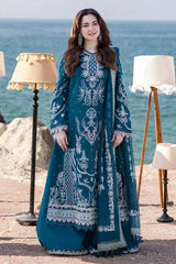 QALAMQAR-3PC LAWN HEAVY EMBROIDERED SHIRT WITH CHIFFON EMB DUPATTA AND EMB TROUSER-BIC-4518 Asasay Fakhir