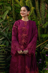 RANG RASIYA-3PC LAWN CHIKAN EMBROIDERED SHIRT WITH KHADDI NET EMB DUPATTA AND EMB TROUSER-BIC-4885 Asasay Fakhir