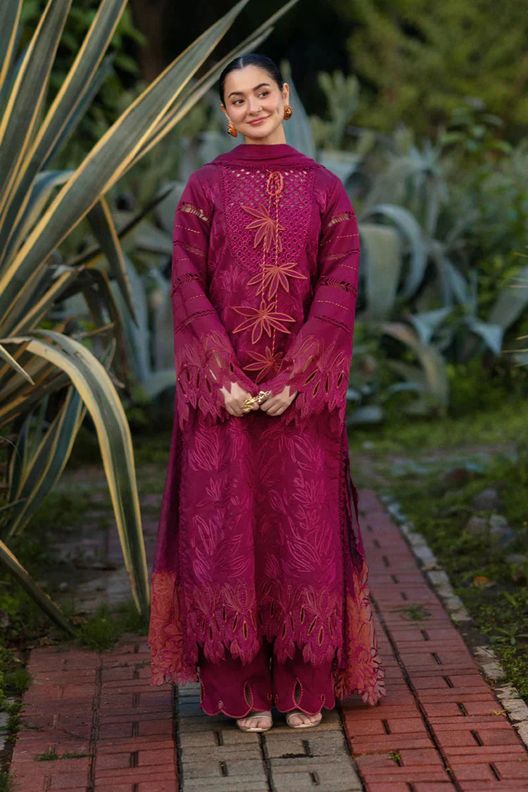 RANG RASIYA-3PC LAWN CHIKAN EMBROIDERED SHIRT WITH KHADDI NET EMB DUPATTA AND EMB TROUSER-BIC-4885 Asasay Fakhir