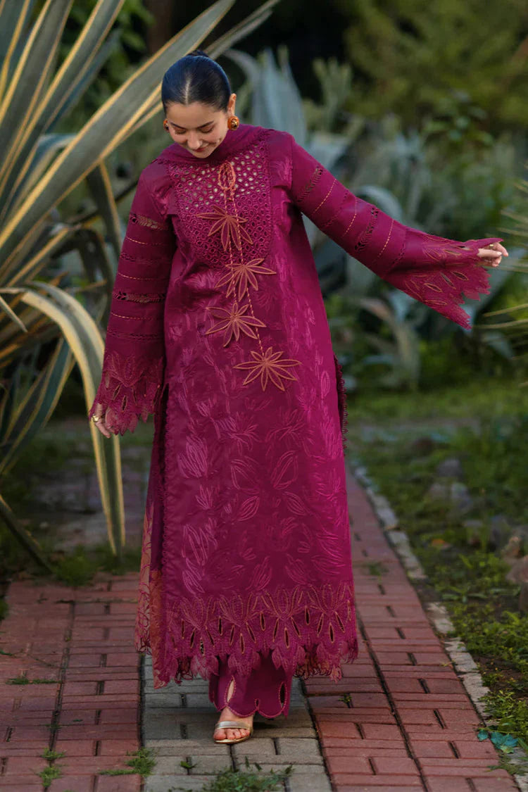 RANG RASIYA-3PC LAWN CHIKAN EMBROIDERED SHIRT WITH KHADDI NET EMB DUPATTA AND EMB TROUSER-BIC-4885 Asasay Fakhir