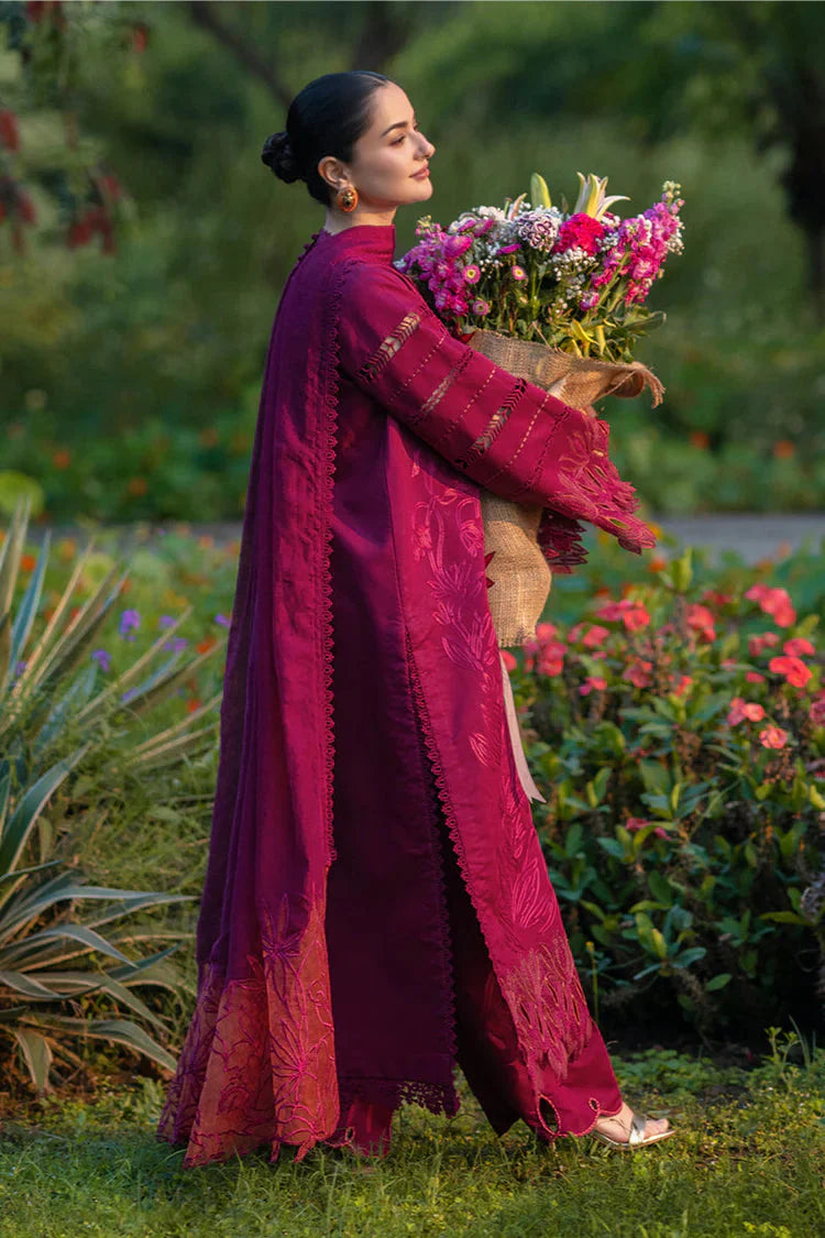 RANG RASIYA-3PC LAWN CHIKAN EMBROIDERED SHIRT WITH KHADDI NET EMB DUPATTA AND EMB TROUSER-BIC-4885 Asasay Fakhir