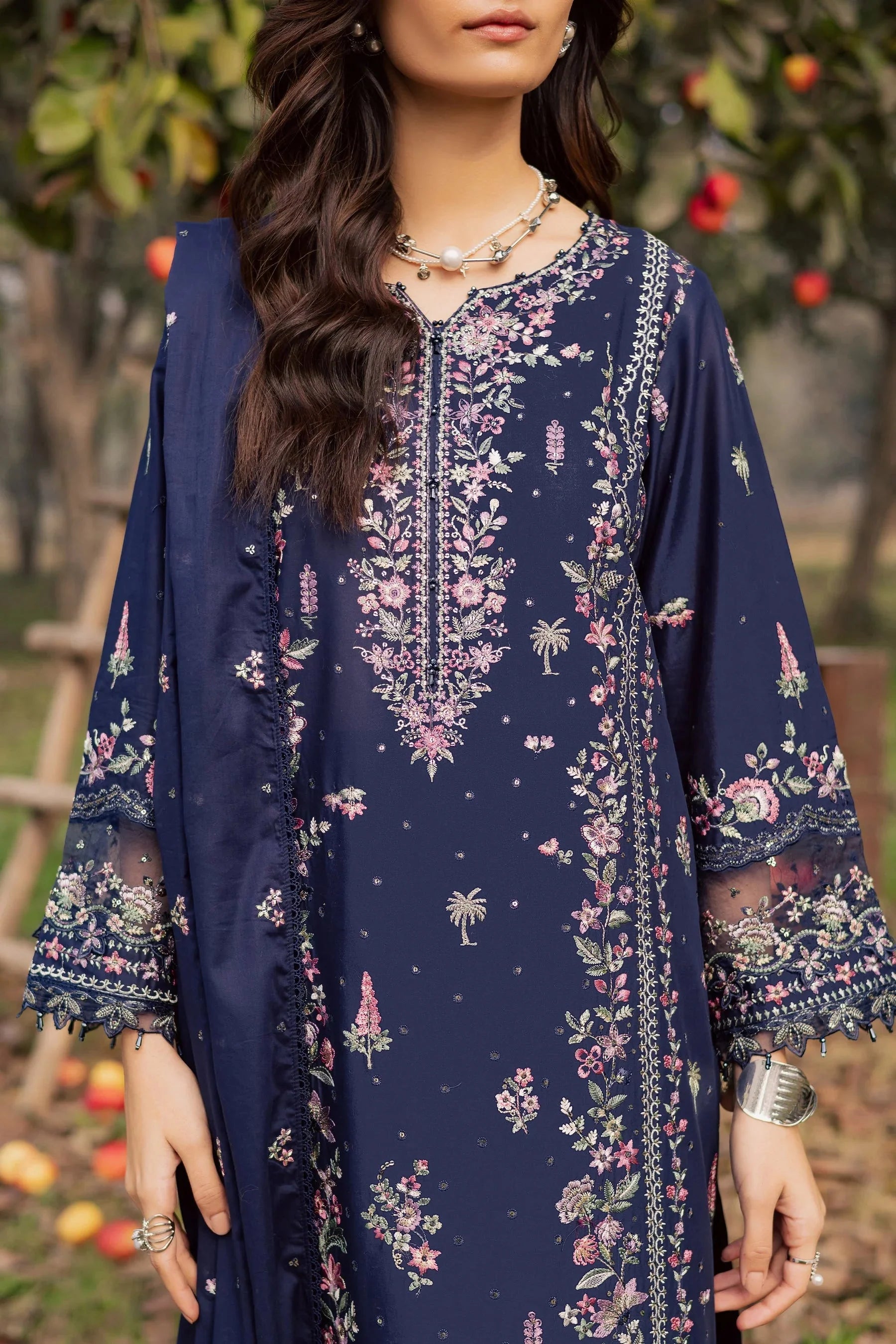 BATIK-3PIECE LAWN SEQUIN EMBROIDERED SHIRT WITH CHIFFON EMBROIDERED DUPATTA AND TROUSER-BIC-4829 Asasay Fakhir