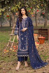 BATIK-3PIECE LAWN SEQUIN EMBROIDERED SHIRT WITH CHIFFON EMBROIDERED DUPATTA AND TROUSER-BIC-4829 Asasay Fakhir