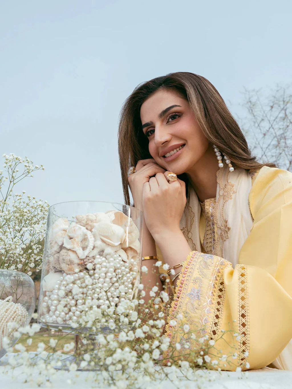 IZEL-3PC LAWN EMBROIDERED SHIRT WITH KHAADI NET EMBROIDERED DUPATTA AND TROUSER-BIC-4832 Asasay Fakhir