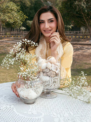 IZEL-3PC LAWN EMBROIDERED SHIRT WITH KHAADI NET EMBROIDERED DUPATTA AND TROUSER-BIC-4832 Asasay Fakhir