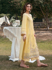 IZEL-3PC LAWN EMBROIDERED SHIRT WITH KHAADI NET EMBROIDERED DUPATTA AND TROUSER-BIC-4832 Asasay Fakhir