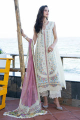 MUSHQ-3PC LAWN HEAVY EMBROIDERED SHIRT WITH CHIFFON PRINTED DUPATTA AND TROUSER-BIC-4862 Asasay Fakhir