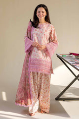 SOBIA NAZIR-3PC LAWN DIGITAL PRINTED EMB SHIRT WITH SILK PRINTED DUPATTA AND PRINTED TROUSER-BIC-056