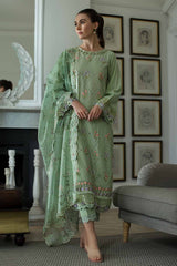 SOBIA NAZIR-3PC LAWN EMBROIDERED SHIRT WITH CHIFFON PRINTED EMB DUPATTA AND TROUSER-BIC-4616 Asasay Fakhir