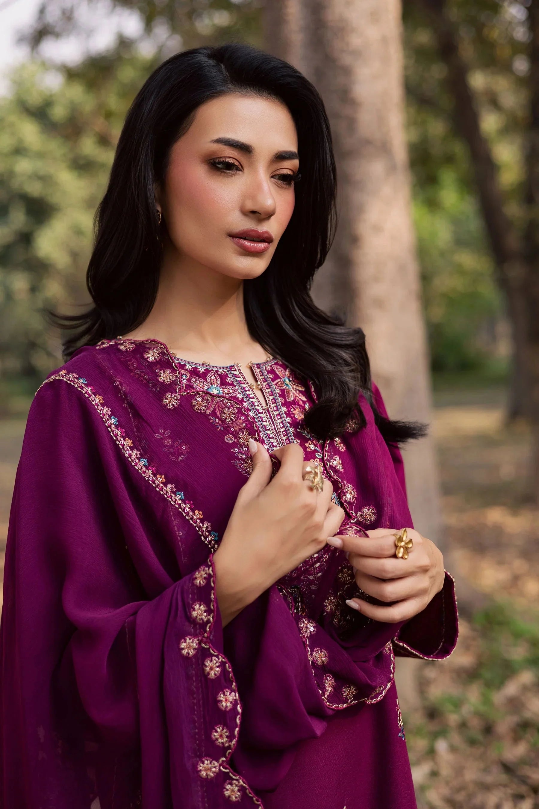 BATIK-3PIECE LAWN SEQUIN EMBROIDERED SHIRT WITH CHIFFON EMBROIDERED DUPATTA AND TROUSER-BIC-4857 Asasay Fakhir