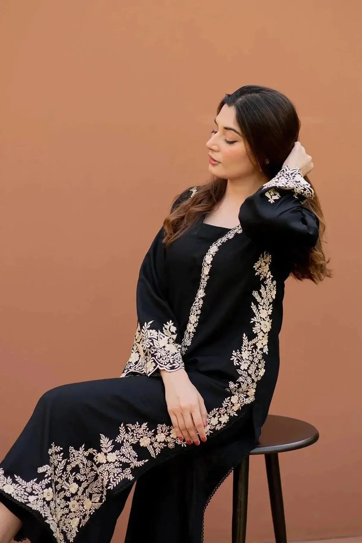 LAJWANTI-2PC LAWN EMBROIDERED SHIRT WITH LAWN EMBROIDERED SLEEVES-BIC-214 Asasayfakhir