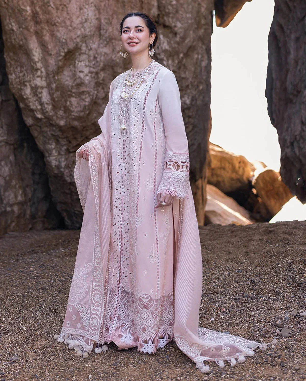 Lawn Lasercutwork Embroidered Shirt Lawn Embroidered Sleeves Khaadi Net Embroidered Dupatta Lawn Dyed Back Side Lawn Dyed Trouser Fabric Unstitched 3pc Dress Asasay Fakhir