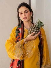 IZEL-3PC LAWN EMBROIDERED SHIRT WITH CHIFFON PRINT DUPATTA AND EMB TROUSER-BIC-4821 Asasay Fakhir