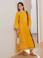 IZEL-3PC LAWN EMBROIDERED SHIRT WITH CHIFFON PRINT DUPATTA AND EMB TROUSER-BIC-4821 Asasay Fakhir