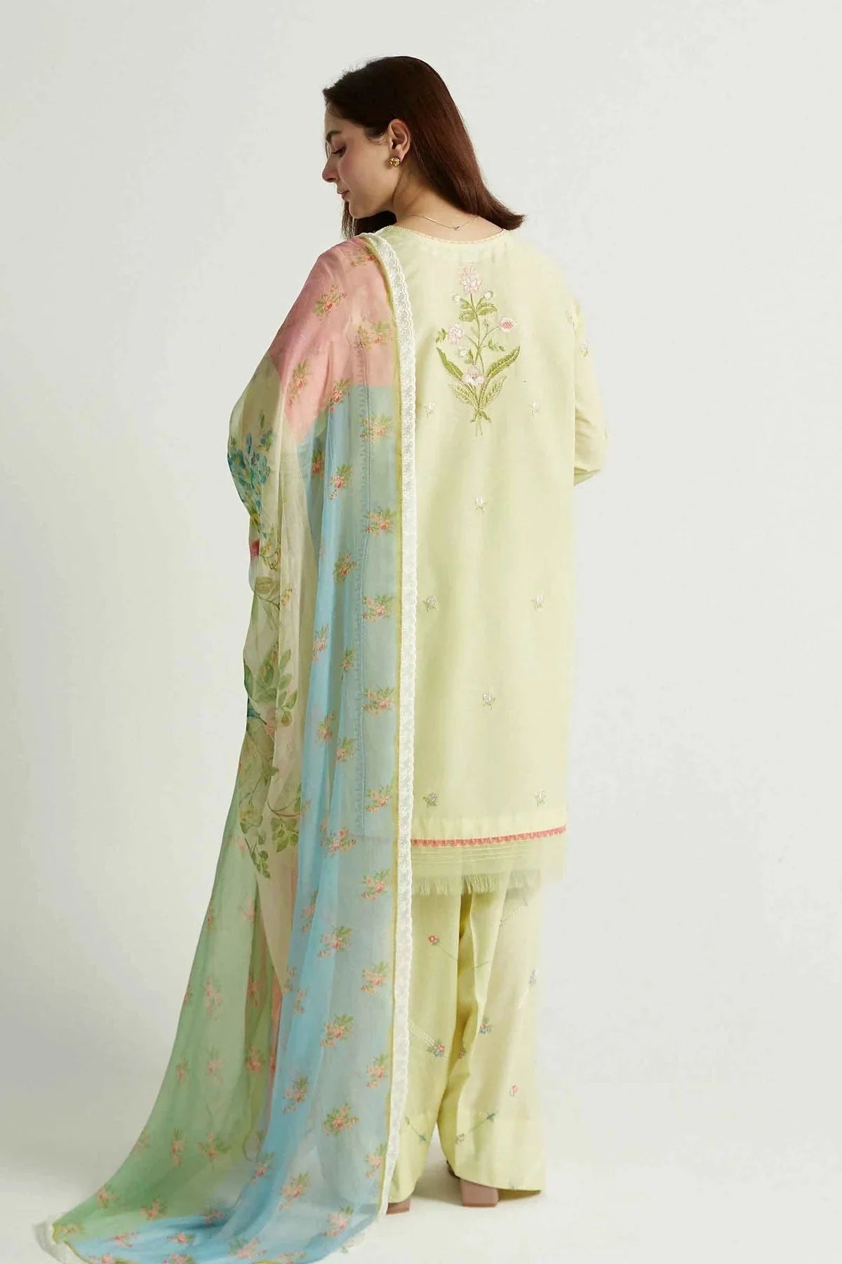 ZARA SHAH JAHAN-3PC LAWN EMBROIDERED SHIRT WITH CHIFFON PRINTED DUPATTA & EMB TROUSER-BIC-4650 Asasay Fakhir