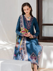 IZEL-3PC LAWN EMBROIDERED SHIRT WITH CHIFFON PRINTED DUPATTA AND TROUSER-BIC-4846 Asasay Fakhir