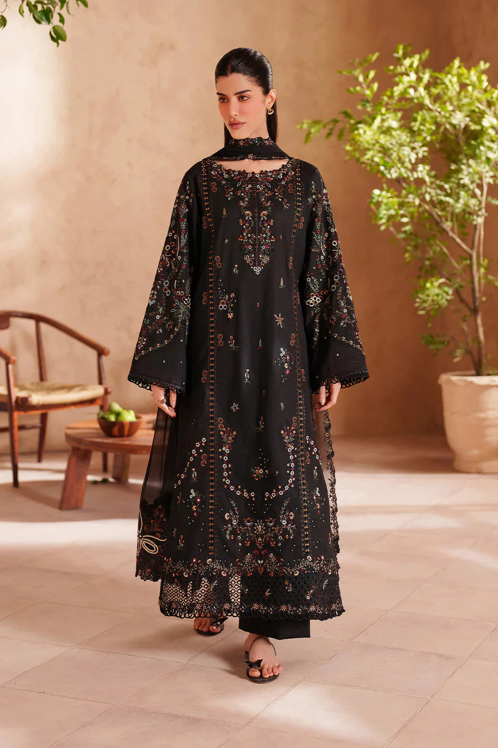 IZNIK-3PC LAWN EMBROIDERED SHIRT WITH CHIFFON EMBROIDERED DUPATTA AND TROUSER-BIC-4849 Asasay Fakhir