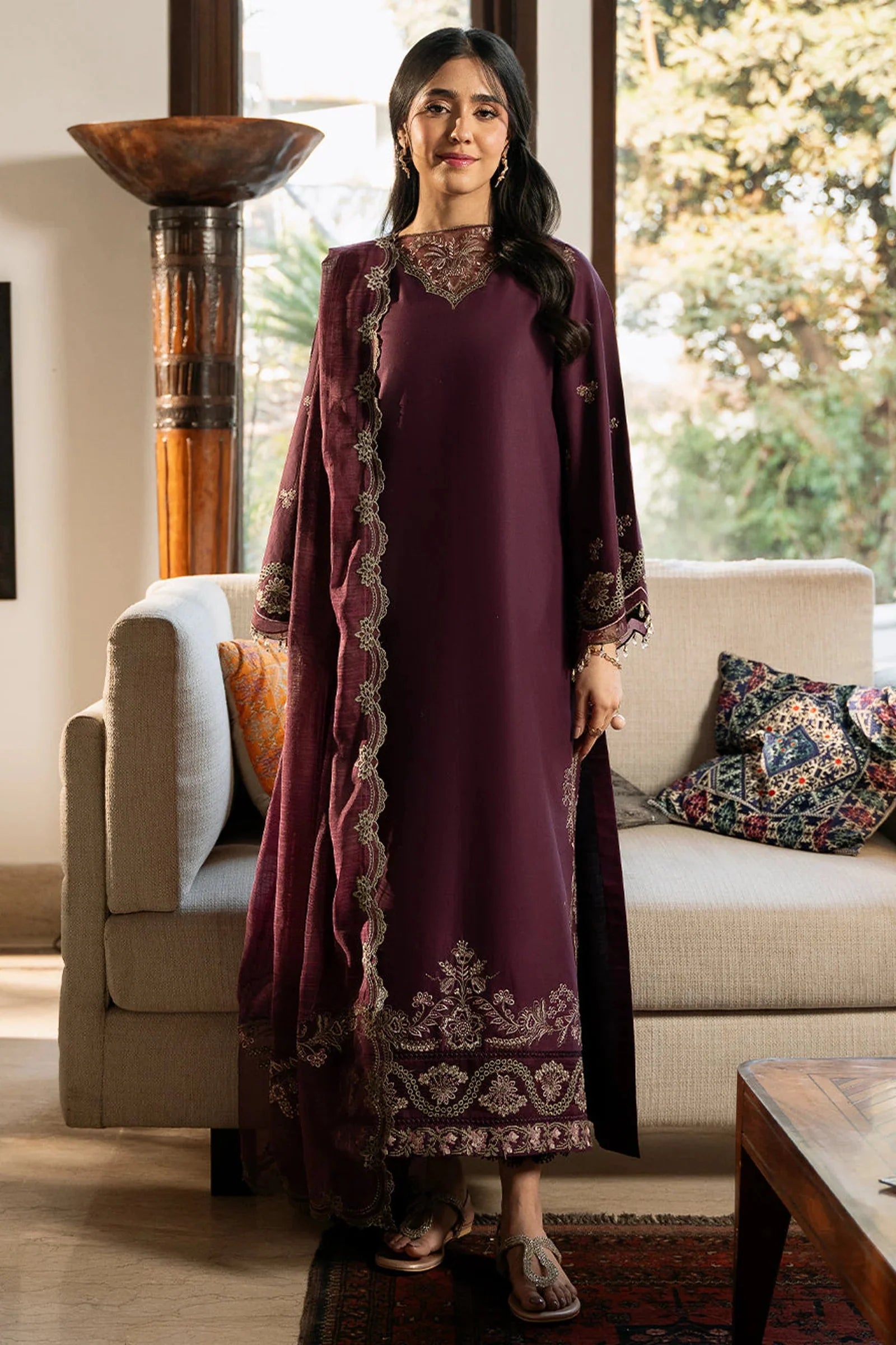 IZEL-3PC LAWN EMBROIDERED SHIRT WITH KHAADI EMBROIDERED DUPATTA & TROUSER-BIC-4504 Asasay Fakhir