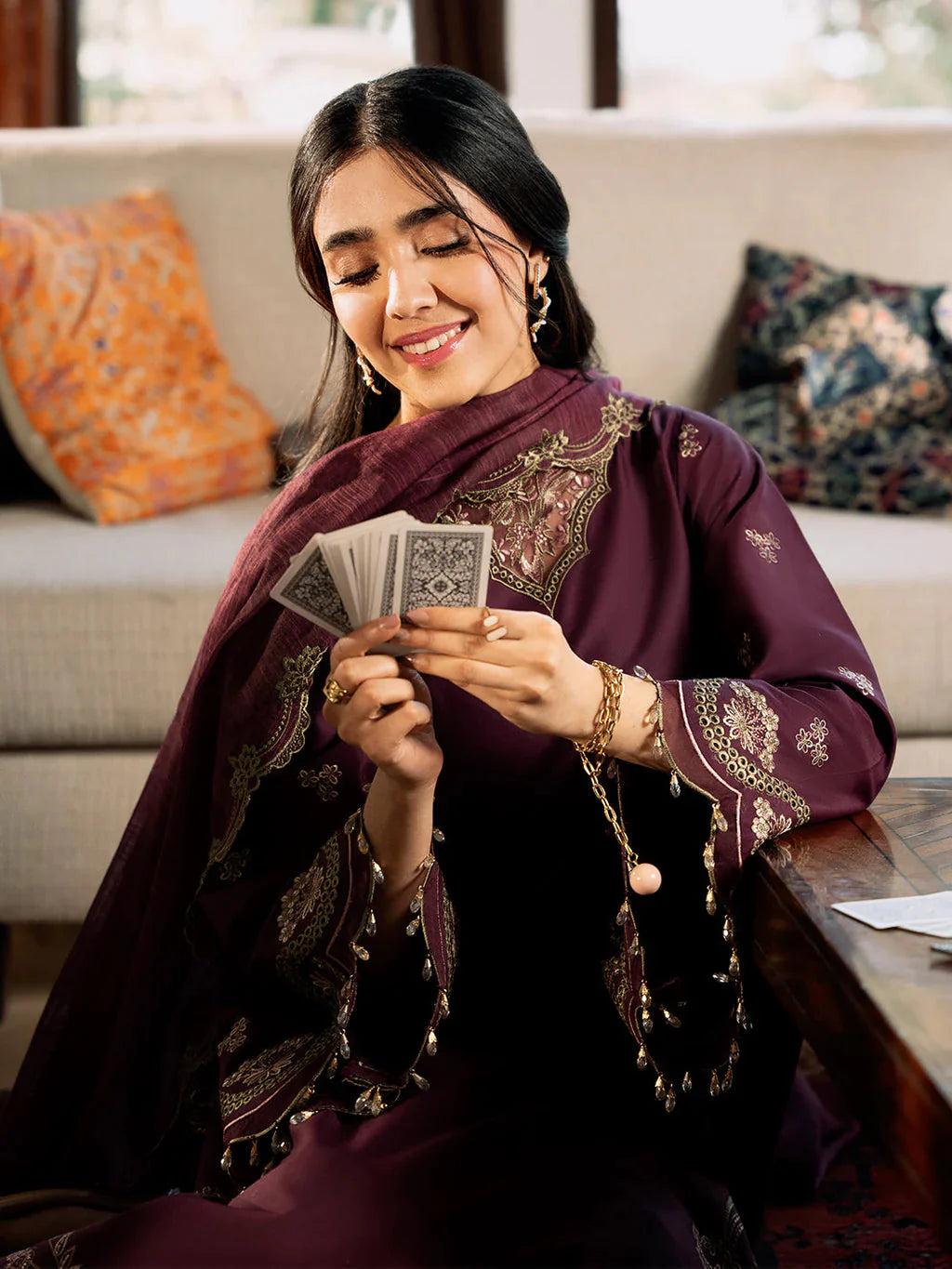 IZEL-3PC LAWN EMBROIDERED SHIRT WITH KHAADI EMBROIDERED DUPATTA & TROUSER-BIC-4504 Asasay Fakhir
