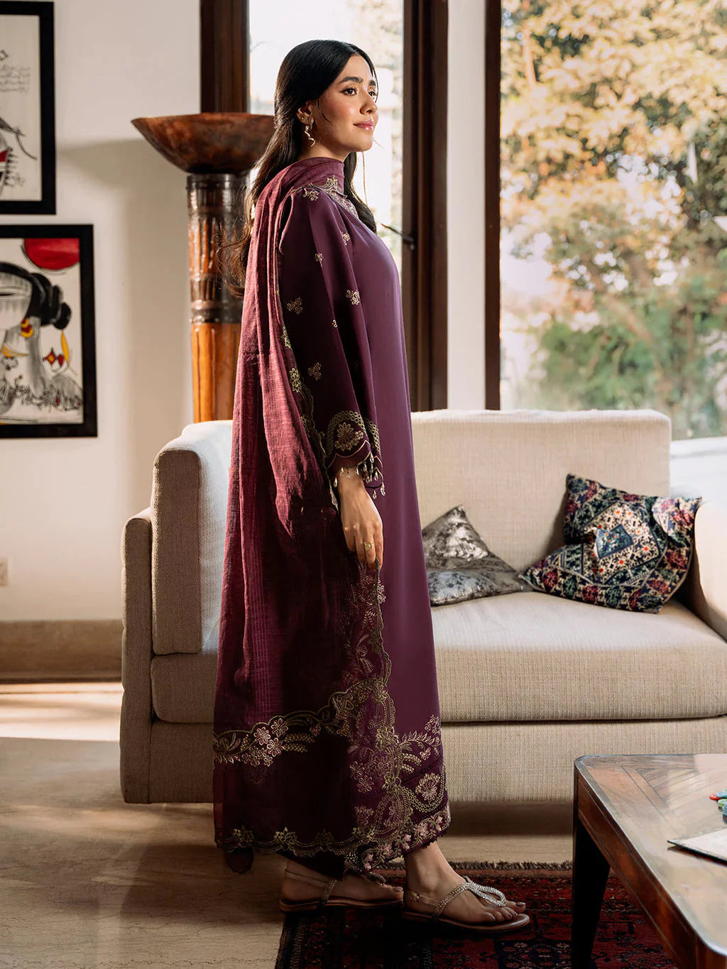 IZEL-3PC LAWN EMBROIDERED SHIRT WITH KHAADI EMBROIDERED DUPATTA & TROUSER-BIC-4504 Asasay Fakhir