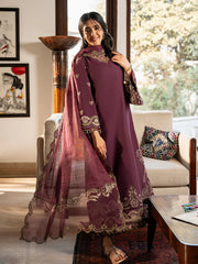 IZEL-3PC LAWN EMBROIDERED SHIRT WITH KHAADI EMBROIDERED DUPATTA & TROUSER-BIC-4504 Asasay Fakhir