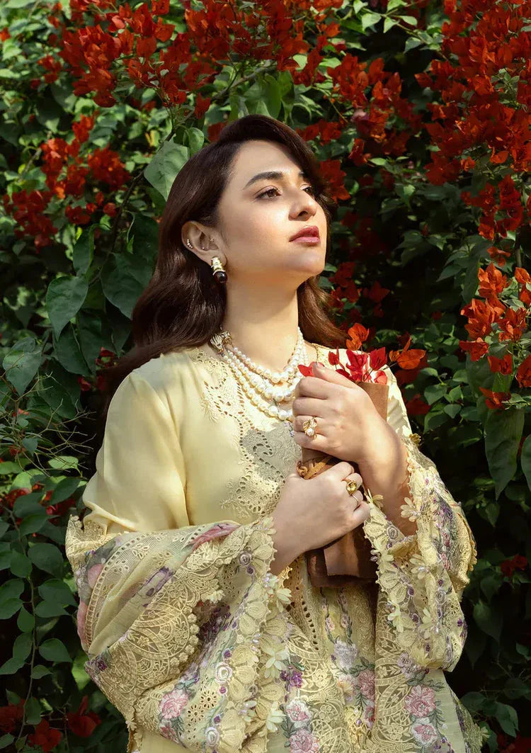 RANG RASIYA-3PC LAWN EMBROIDERED SHIRT WITH CHIFFON PRINTED EMBROIDERED DUPATTA AND TROUSER-BIC-4801 Asasay Fakhir