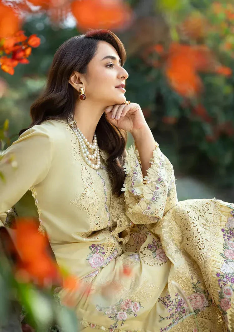 RANG RASIYA-3PC LAWN EMBROIDERED SHIRT WITH CHIFFON PRINTED EMBROIDERED DUPATTA AND TROUSER-BIC-4801 Asasay Fakhir