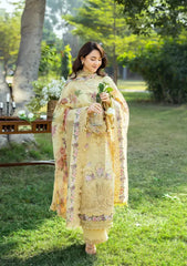 RANG RASIYA-3PC LAWN EMBROIDERED SHIRT WITH CHIFFON PRINTED EMBROIDERED DUPATTA AND TROUSER-BIC-4801 Asasay Fakhir
