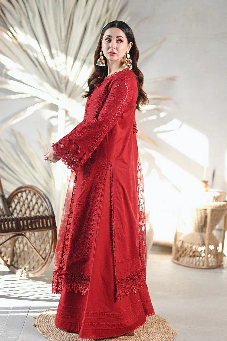 QALAMQAR-3PC LAWN CHIKAANKARI EMBROIDERED SHIRT WITH CHIFFON PRINTED EMB DUPATTA AND TROUSER-BIC-4665 Asasay Fakhir