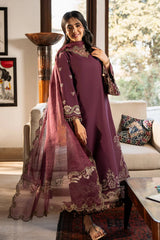 IZEL-3PC LAWN EMBROIDERED SHIRT WITH KHAADI EMBROIDERED DUPATTA & TROUSER-BIC-4504 Asasay Fakhir