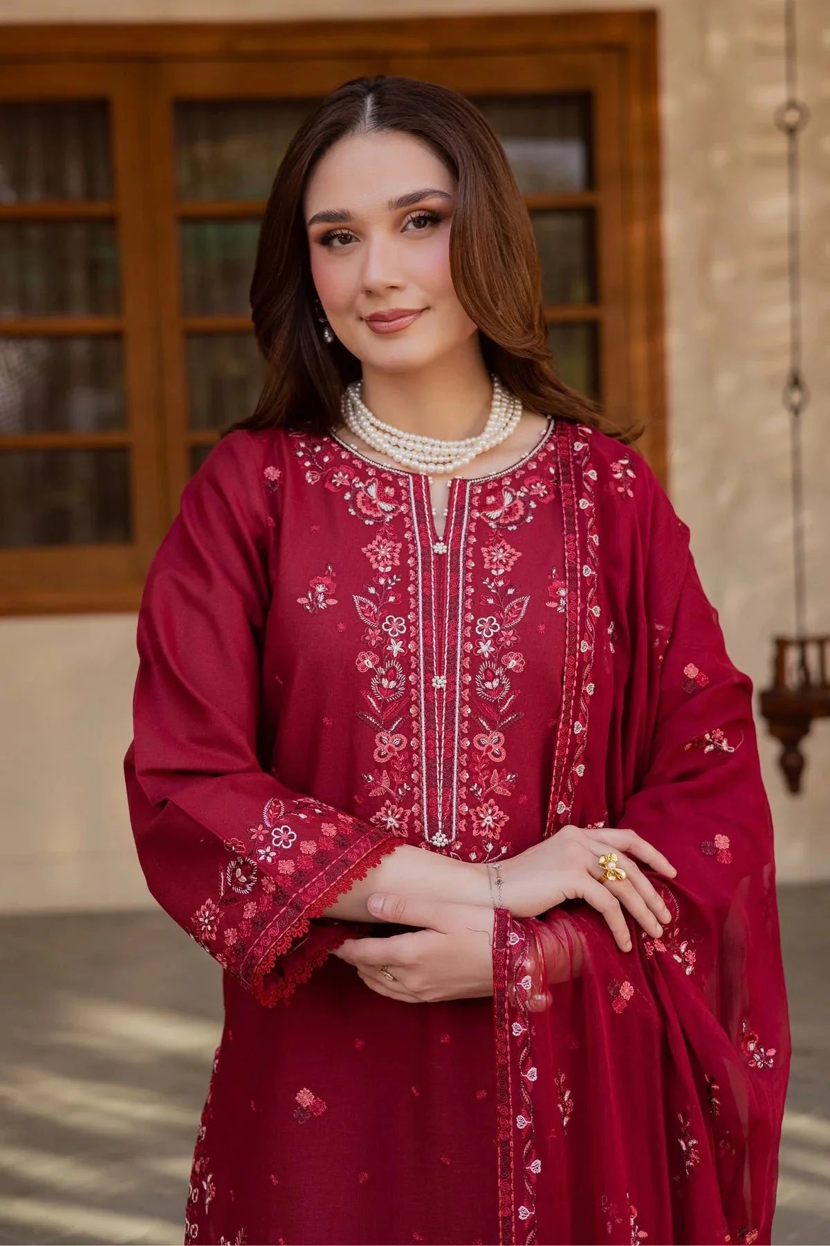 BATIK-3PC LAWN EMBROIDERED SHIRT WITH CHIFFON EMBROIDERED DUPATTA AND TROUSER-BIC-4824 Asasay Fakhir