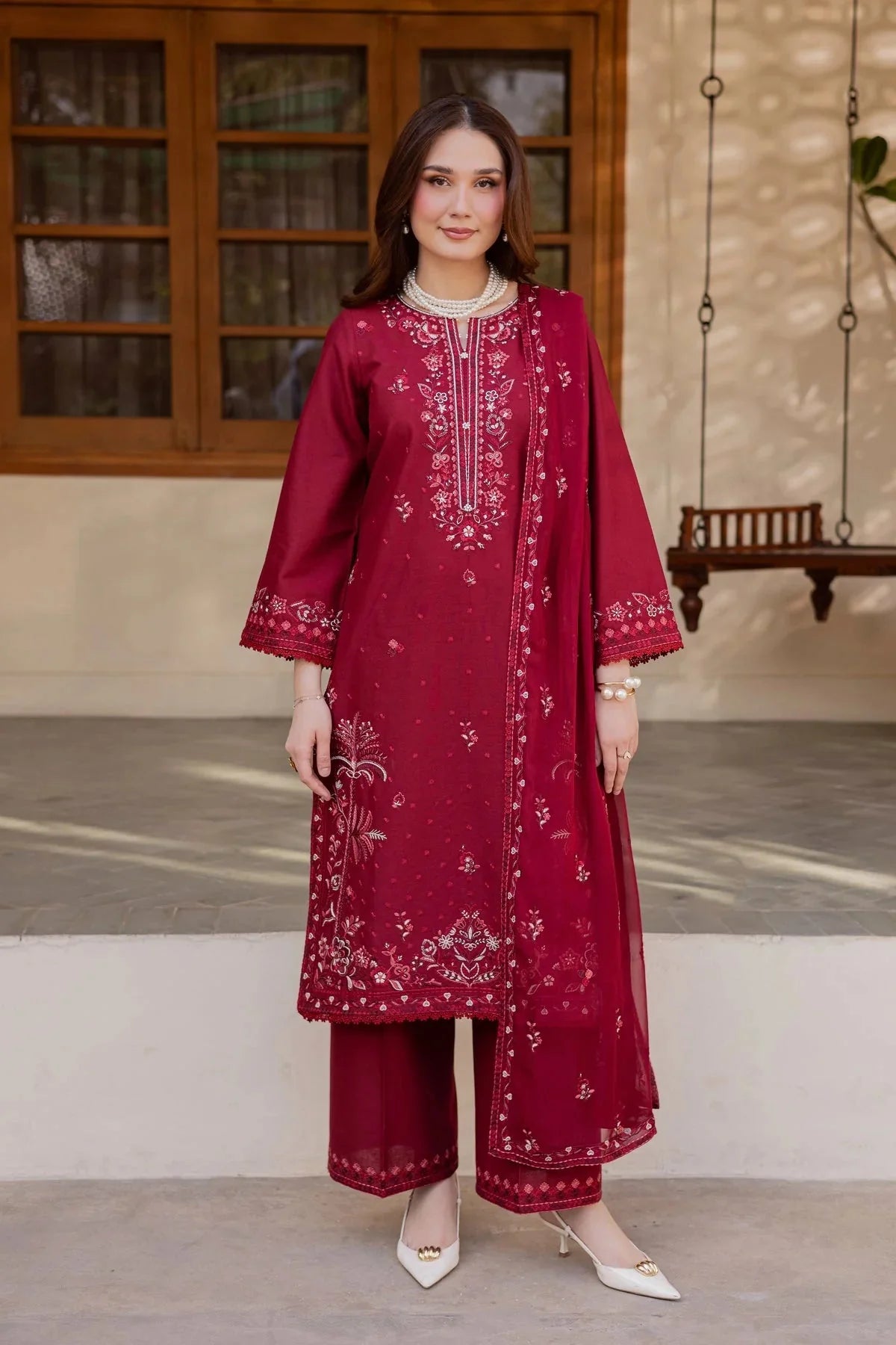 BATIK-3PC LAWN EMBROIDERED SHIRT WITH CHIFFON EMBROIDERED DUPATTA AND TROUSER-BIC-4824 Asasay Fakhir