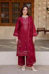 BATIK-3PC LAWN EMBROIDERED SHIRT WITH CHIFFON EMBROIDERED DUPATTA AND TROUSER-BIC-4824 Asasay Fakhir
